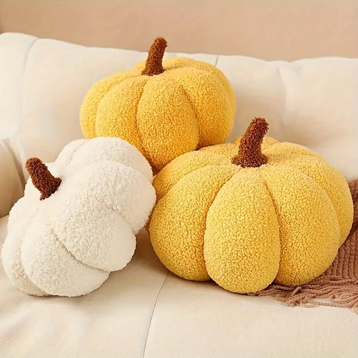 Soft Plush Pumpkin Pillow Cushion Sofa Living Room Bay Window Decor Indoor Toy - Brown
