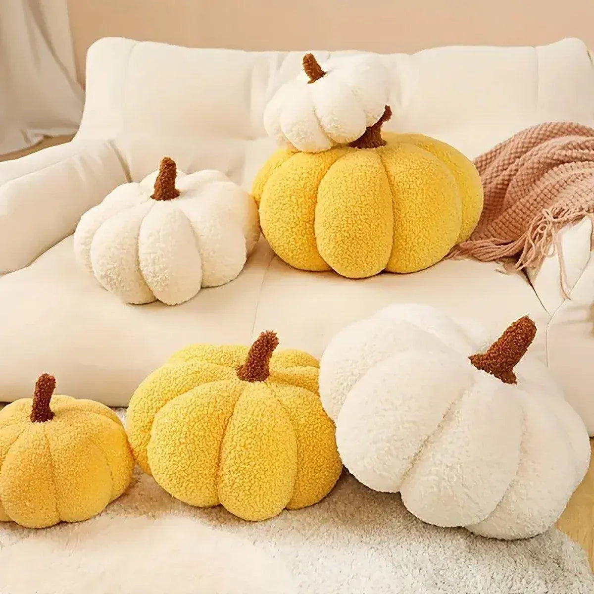 Soft Plush Pumpkin Pillow Cushion Sofa Living Room Bay Window Decor Indoor Toy - Orange