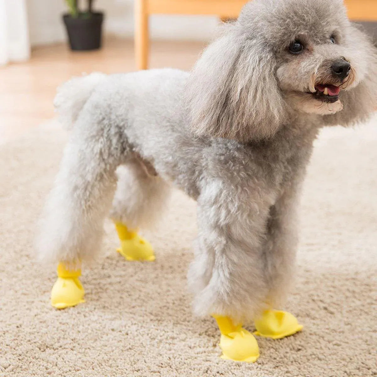 4pcs Cartoon Pet Rain Boots Waterproof Non-Slip Wear-Resistant Shoes for Dogs - Pink - M