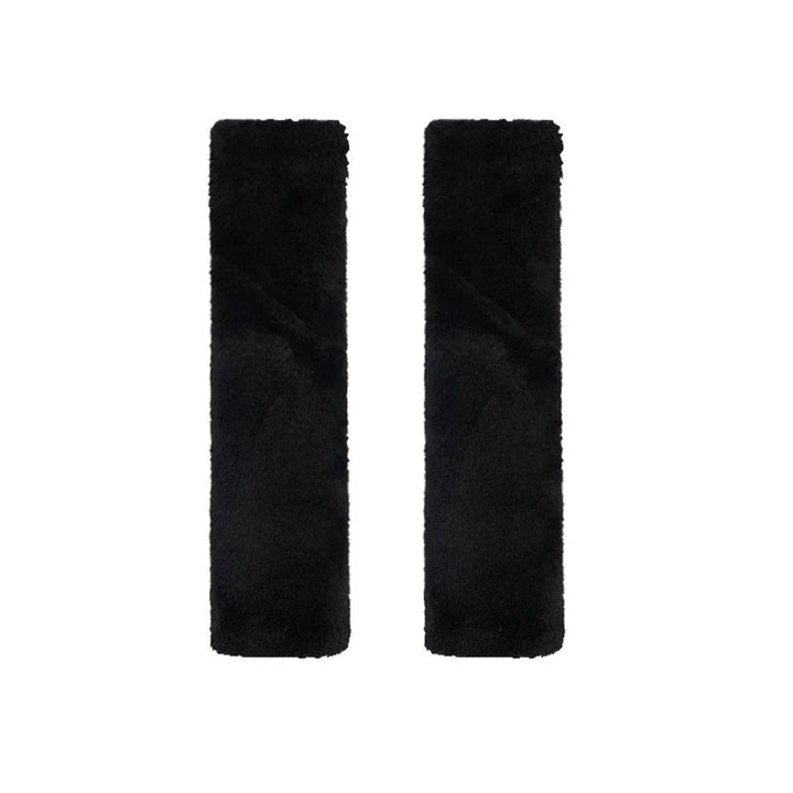 Winter Plush Shoulder Strap Cover Neck Cushion Pad for Comfortable Car Travel 2PCS - Black