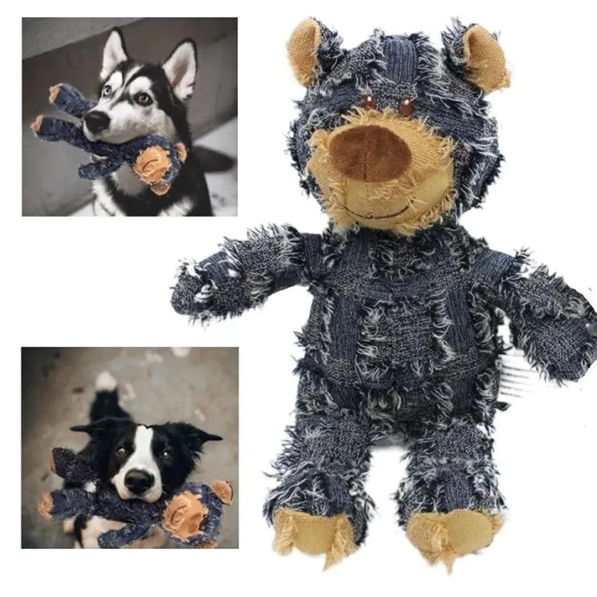 Puppy Squeaky Plush Toy Small Dog Chew Soft Bear Pet Companion - Purple-22cm