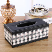 High-End PU Leather Tissue Box Holder for Hotel Home Office Decor Elegant Design - Black Woven Pattern