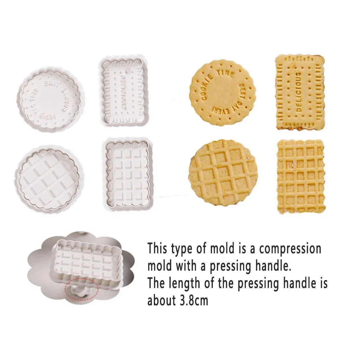 4PCS Plaid Cookie Stamp Set Waffle Biscuit Cutter Press Home Baking Tool Kit
