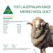 Woolcomfort Aus Made Merino Wool Quilt 350GSM 210x210cm Queen Size