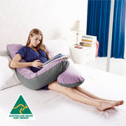 Woolcomfort Aus Made Maternity Pregnancy Nursing Sleeping Body Pillow Pillowcase Included Lilac x Grey