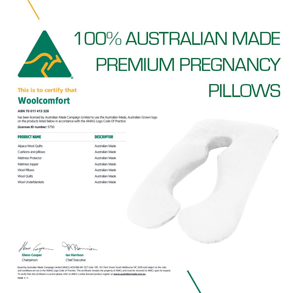 Woolcomfort Aus Made Maternity Pregnancy Nursing Sleeping Body Pillow Pillowcase Included Light Pink x Sky