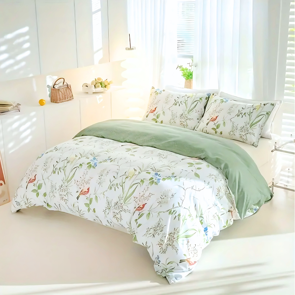 Dreamfields - Green Roost Quilt Cover Set - (3pcs, Super King Size)