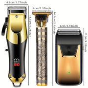3pcs Men's Electric Hair Clippers Kit