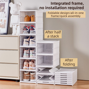 Transparent Brown 6-Layer Foldable Shoe Storage Tower with Transparent Display Panel & Back Ventilation - One-Pull Instant Setup Stackable Box (25.5x34.5x105CM)