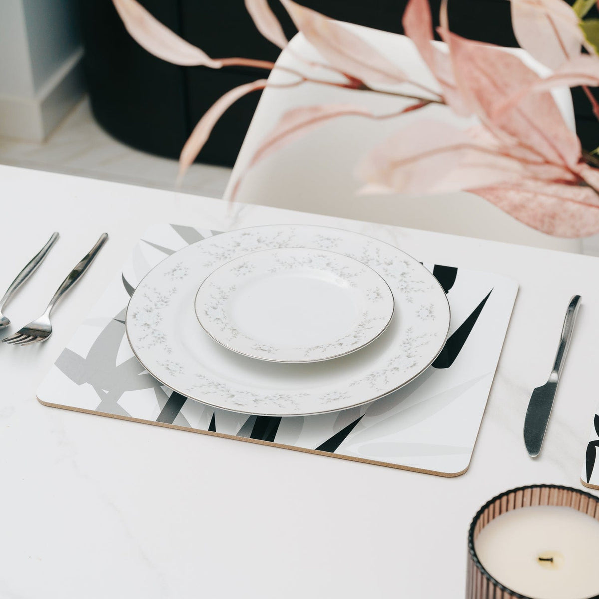 8 Pcs Clevinger MDF Placemats and Coasters Bamboo