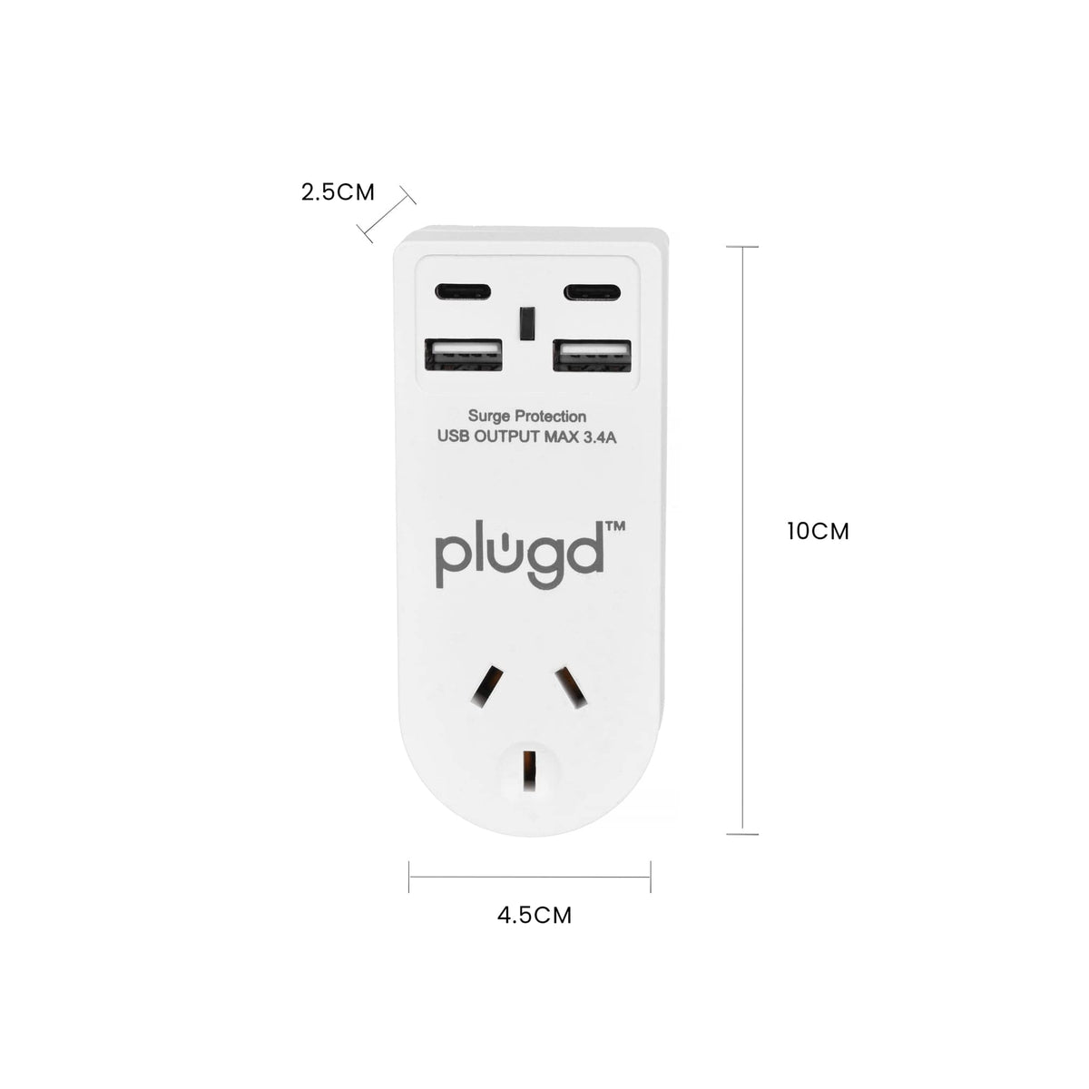 2 USB-A and 2 USB-C Wall Charger with Surge Protection