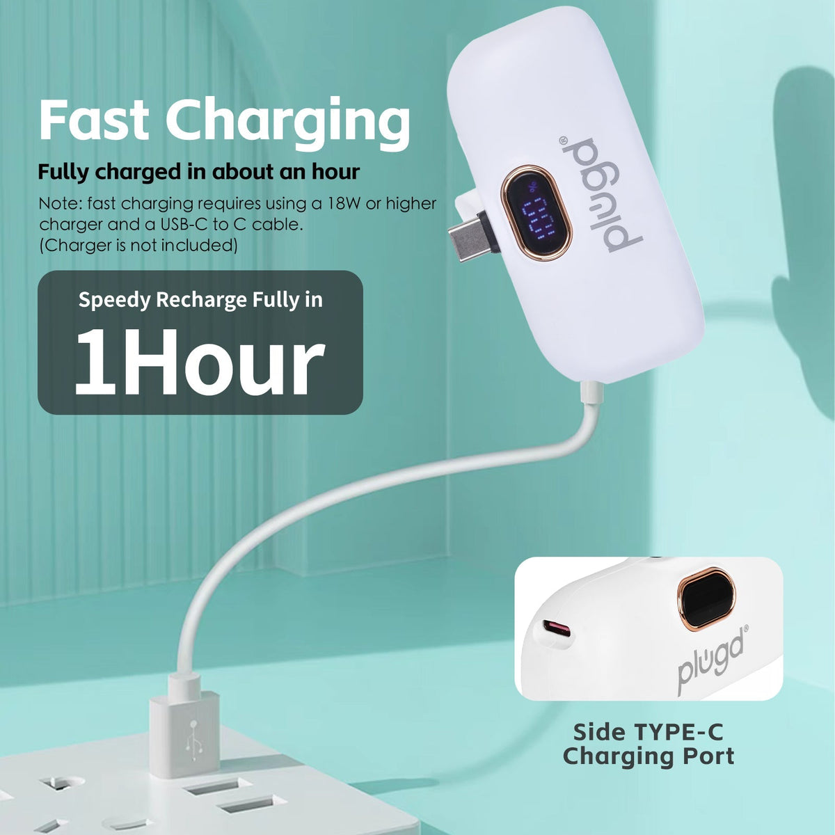 5000mAh 18.5W Mini USB-C Fast Charge Power Bank