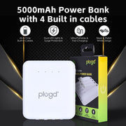 5000mAh Fast Charge Power Bank with 4 Built-in Cables and LED Lights