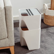 2 Pcs 12L+18L Stackable Plastic Kitchen Trash Bin Household Classification Storage Box