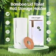 2 Pcs Bamboo Lid Toilet Roll Storage Holder – Clevinger Series, Eco-Friendly Moso Bamboo