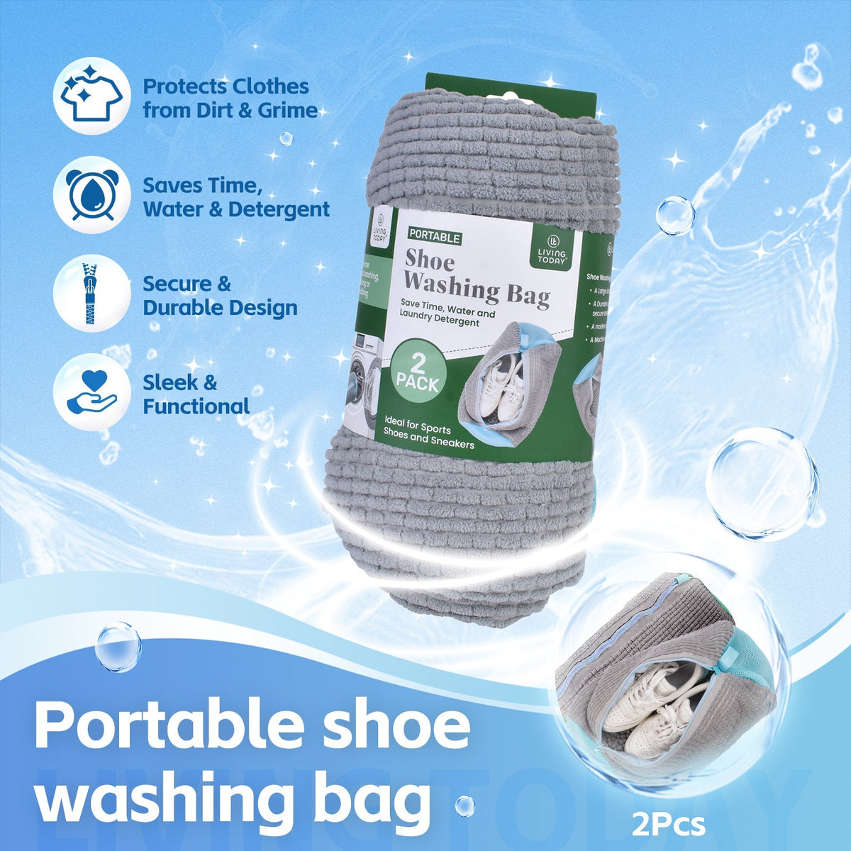 2Pcs Portable Shoe Washing Bag