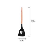 Beechwood & silicone slotted turner charcoal