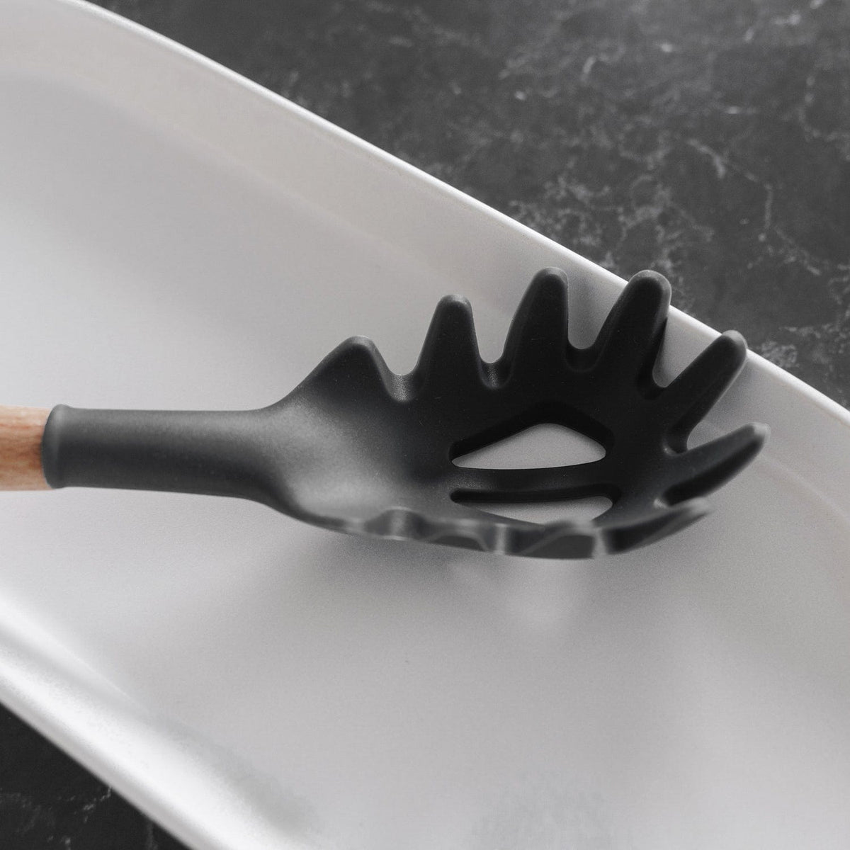 Beechwood & silicone pasta spoon charcoal