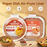 100 Pcs 16.5cm Square Disposable Unbleached Silicone Paper Dish Air-fryer Liner
