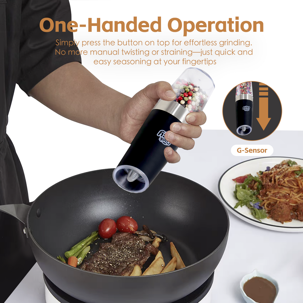 2 Pcs Gravity Sensor Electric Salt and Pepper Spice Grinder