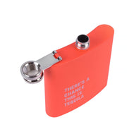 175ml Stainless Steel Hip Flask w Funny Quotes - Peach