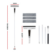 Giantz Window Cleaner Mirror Car, Spray Scrub Squeegee 136cm Extendable Long Handle with Water Tank 3 Microfiber Pads, Glass Scrubber for High Windows Home Car Mirror, White