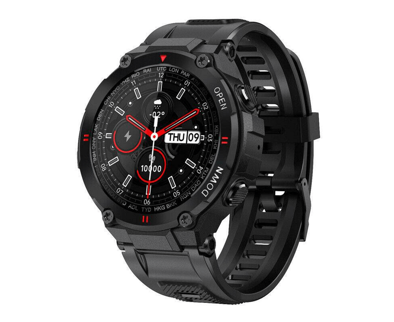 Smart Watch for Men with Bluetooth Rugged & Durable Smartwatch Sports Heart Rate  | Black
