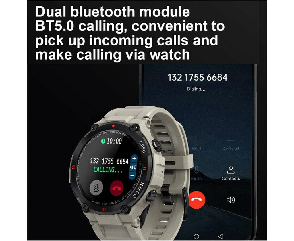 Smart Watch for Men with Bluetooth Rugged & Durable Smartwatch Sports Heart Rate  | Black