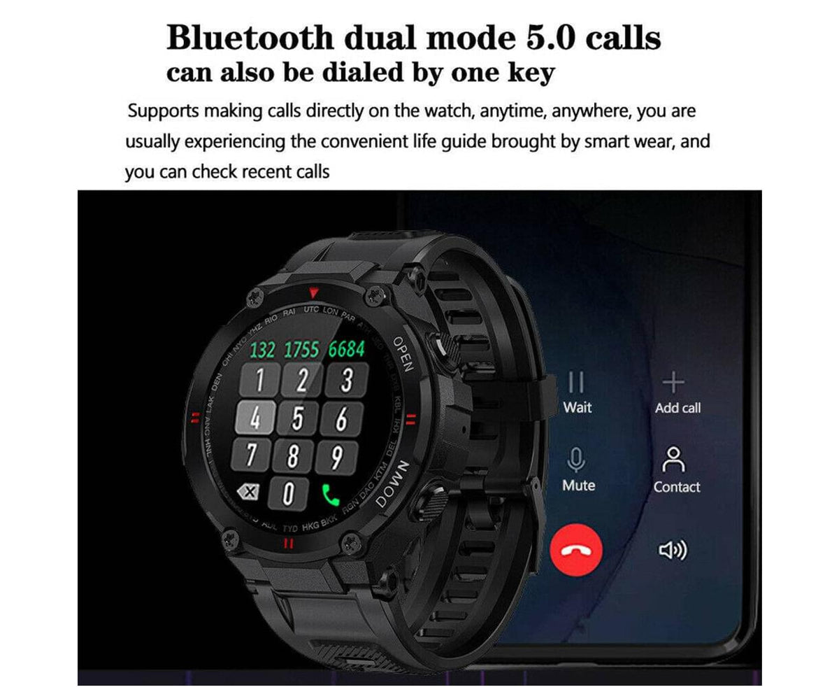 Smart Watch for Men with Bluetooth Rugged & Durable Smartwatch Sports Heart Rate  | Black