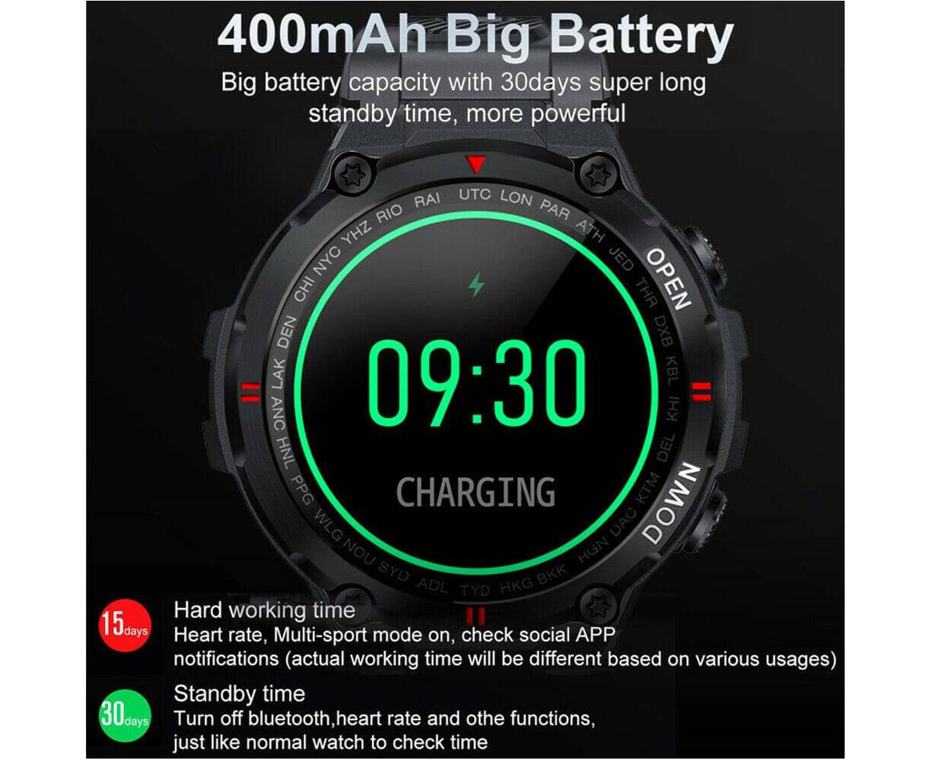Smart Watch for Men with Bluetooth Rugged & Durable Smartwatch Sports Heart Rate  | Black